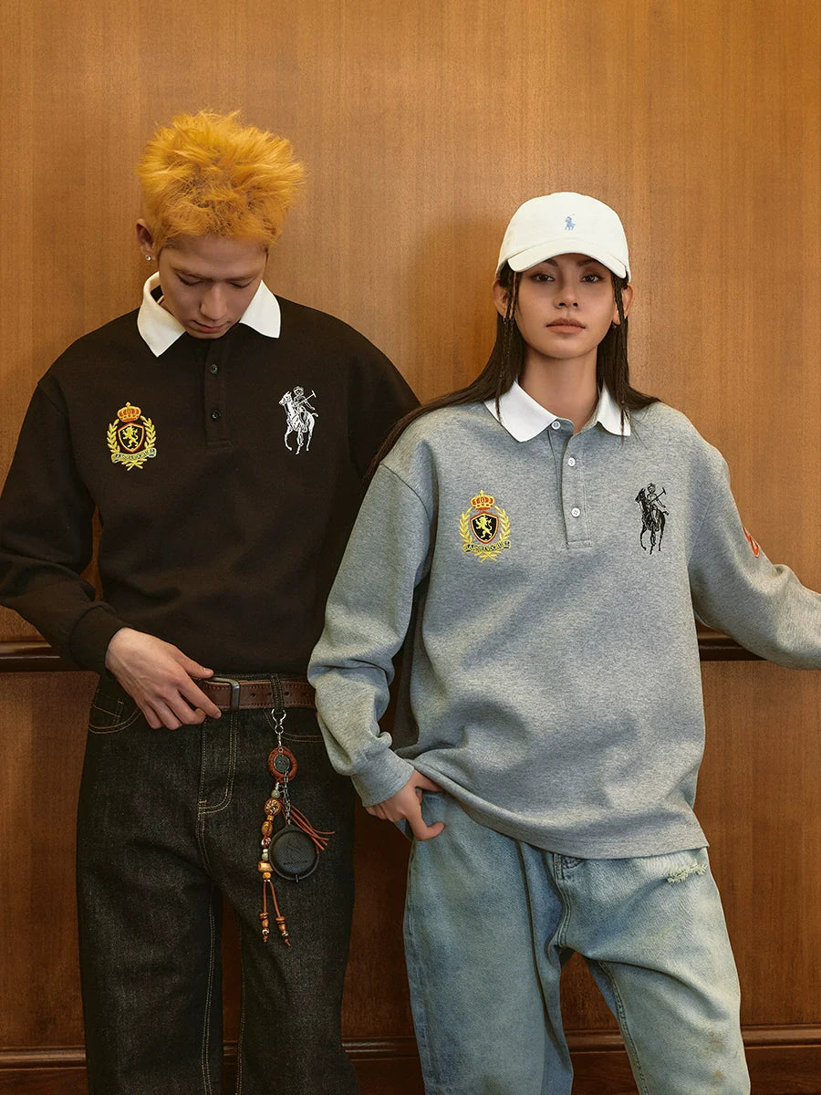 Harsh and Cruel Vintage Embroidered Long Sleeve Polo