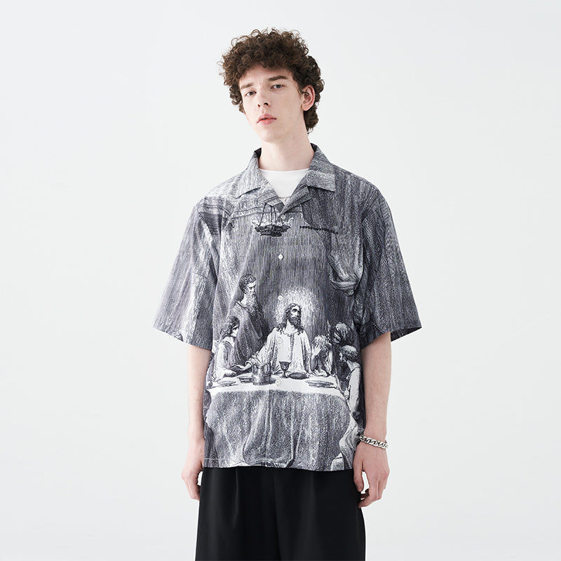 Harsh and Cruel The Last Supper Print Cuban Shirt