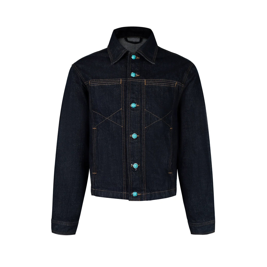 S45 Turquoise Button Denim Jacket