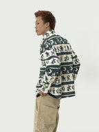 EVILKNIGHT(EK) Ethnic Print Striped Long Sleeve Shirt