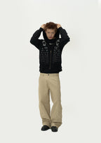 EVILKNIGHT(EK) Eye Chart Logo Print Zip Up Hoodie