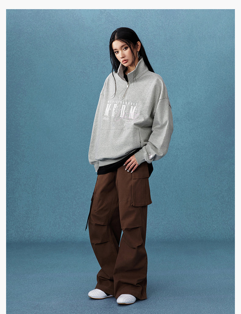 MEDM Half-Zip Logo Embroidered Sweatshirt