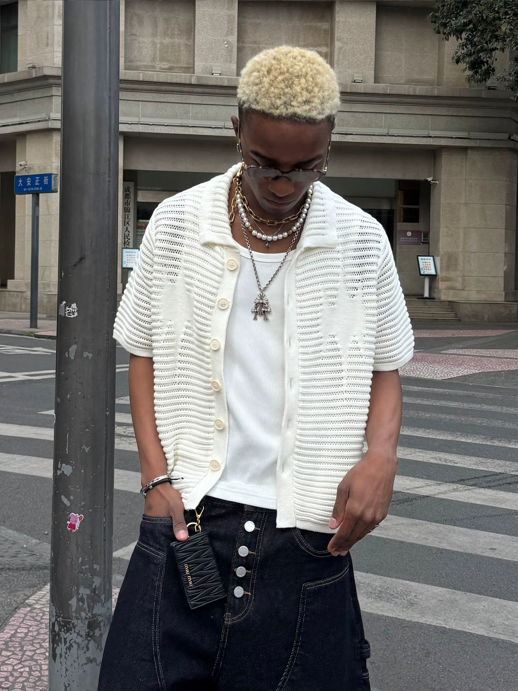 STEEPC Jacquard Short Sleeve Knit Shirt
