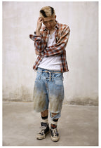 Remedy Gradient Washed Plaid Long Sleeve Shirt