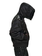 ANTIDOTE Fur Leather Studded N2B Bomber Jacket