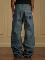 YADcrew Fold Over Leather Patch Pocket Jeans
