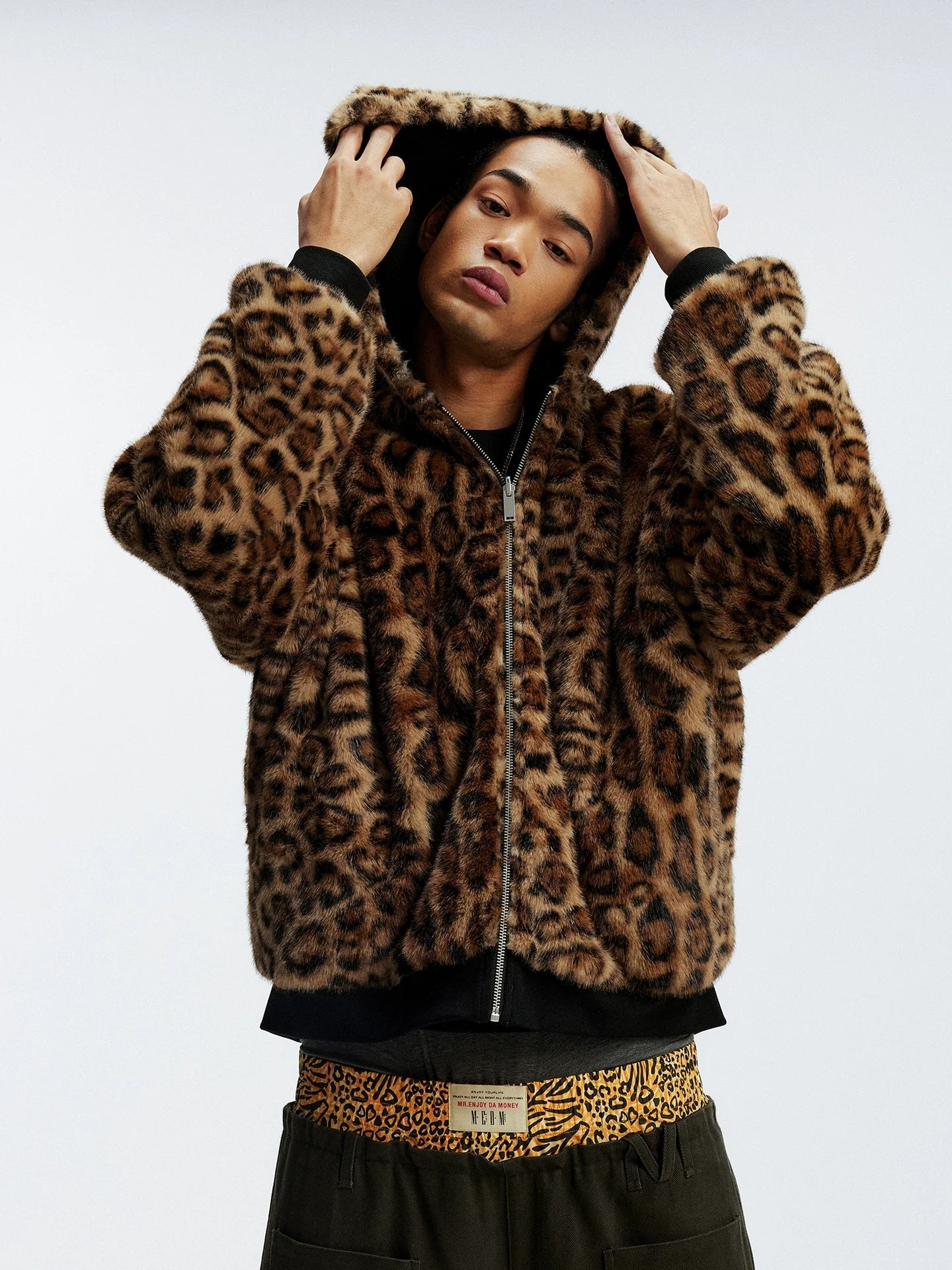 MEDM Reversible Leopard Fur Hooded Jacket