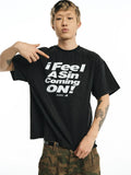NOVACAM Vintage Letter Washed Black Stitch Tee