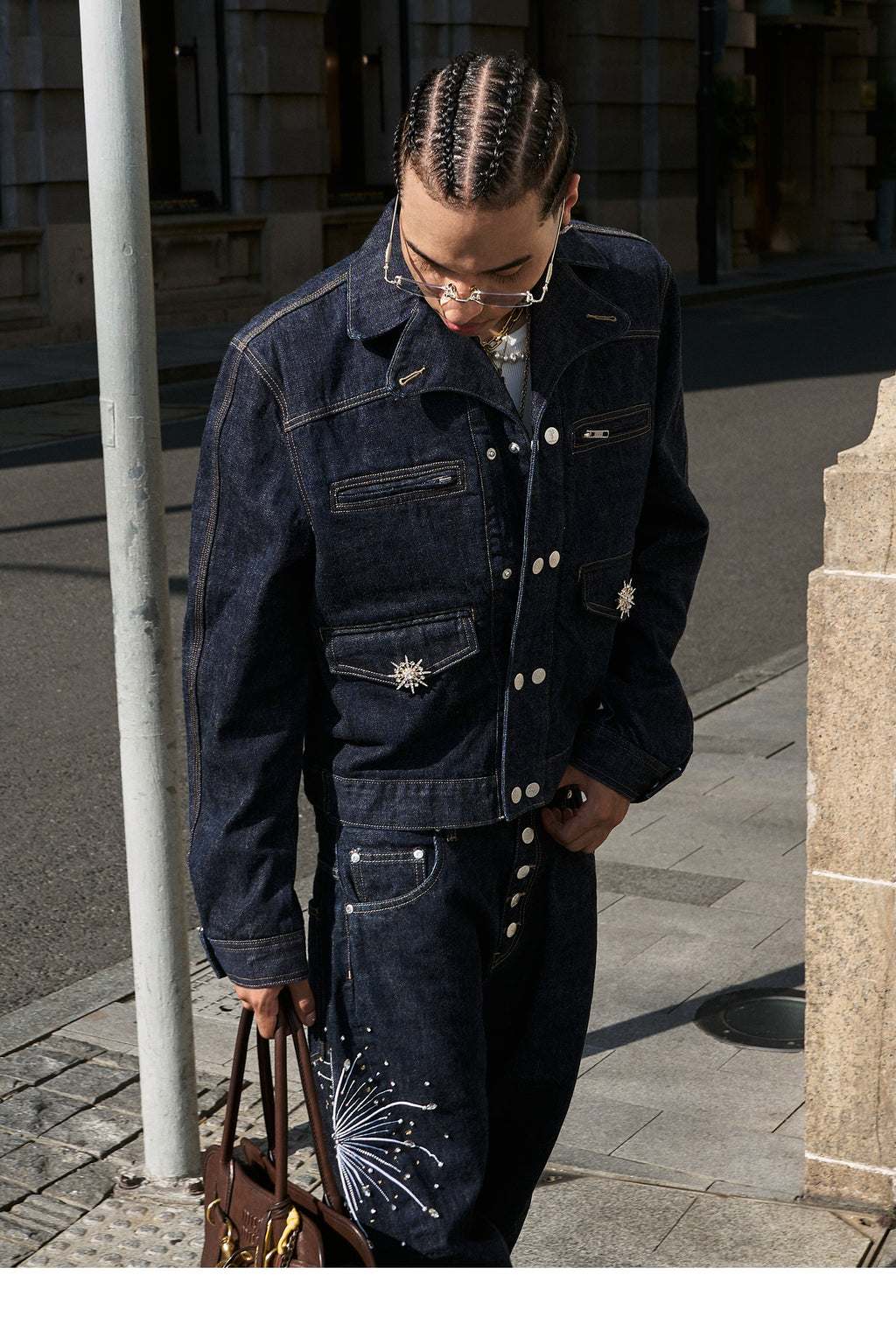 STEEPC Double Breasted Denim Jacket