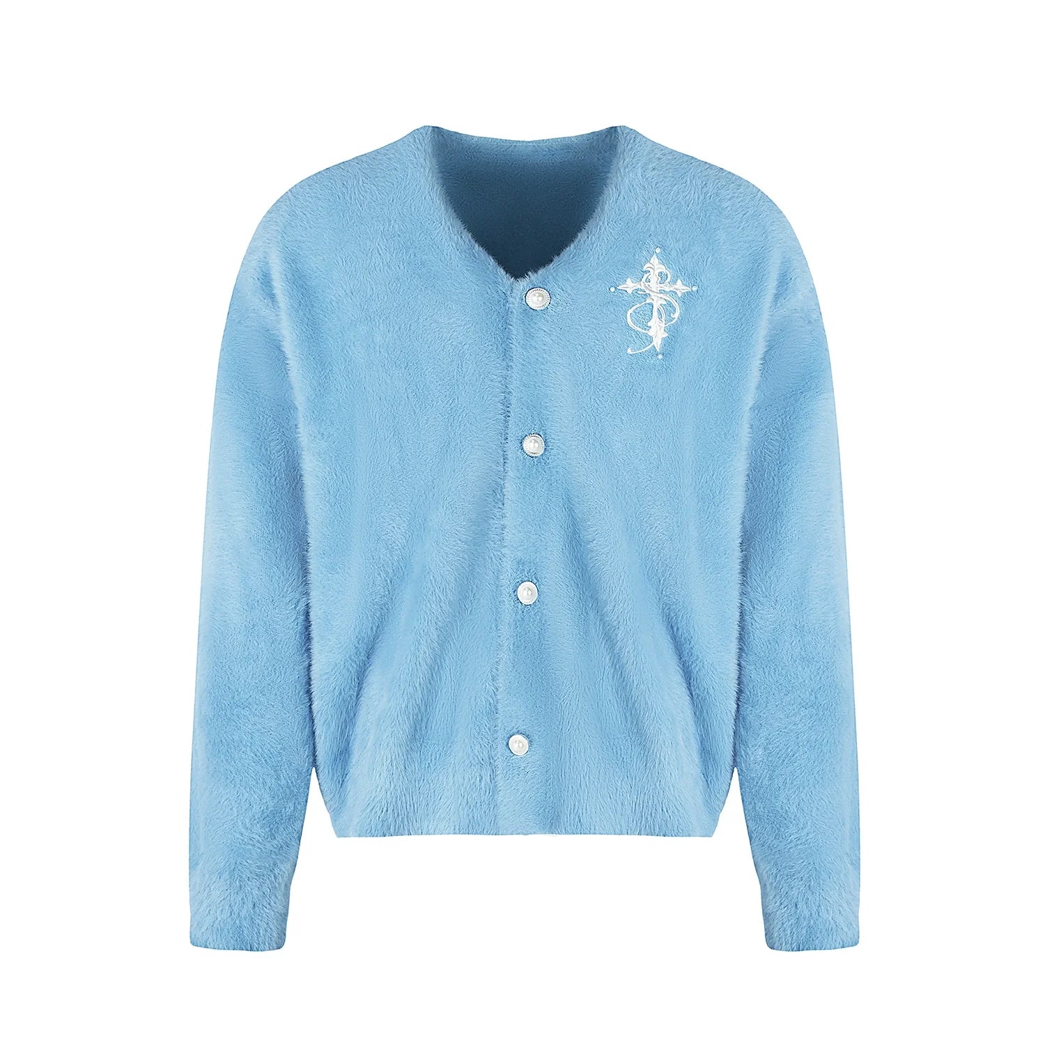Small Town Kid Imitation Mink Pearl Button Knit Cardigan