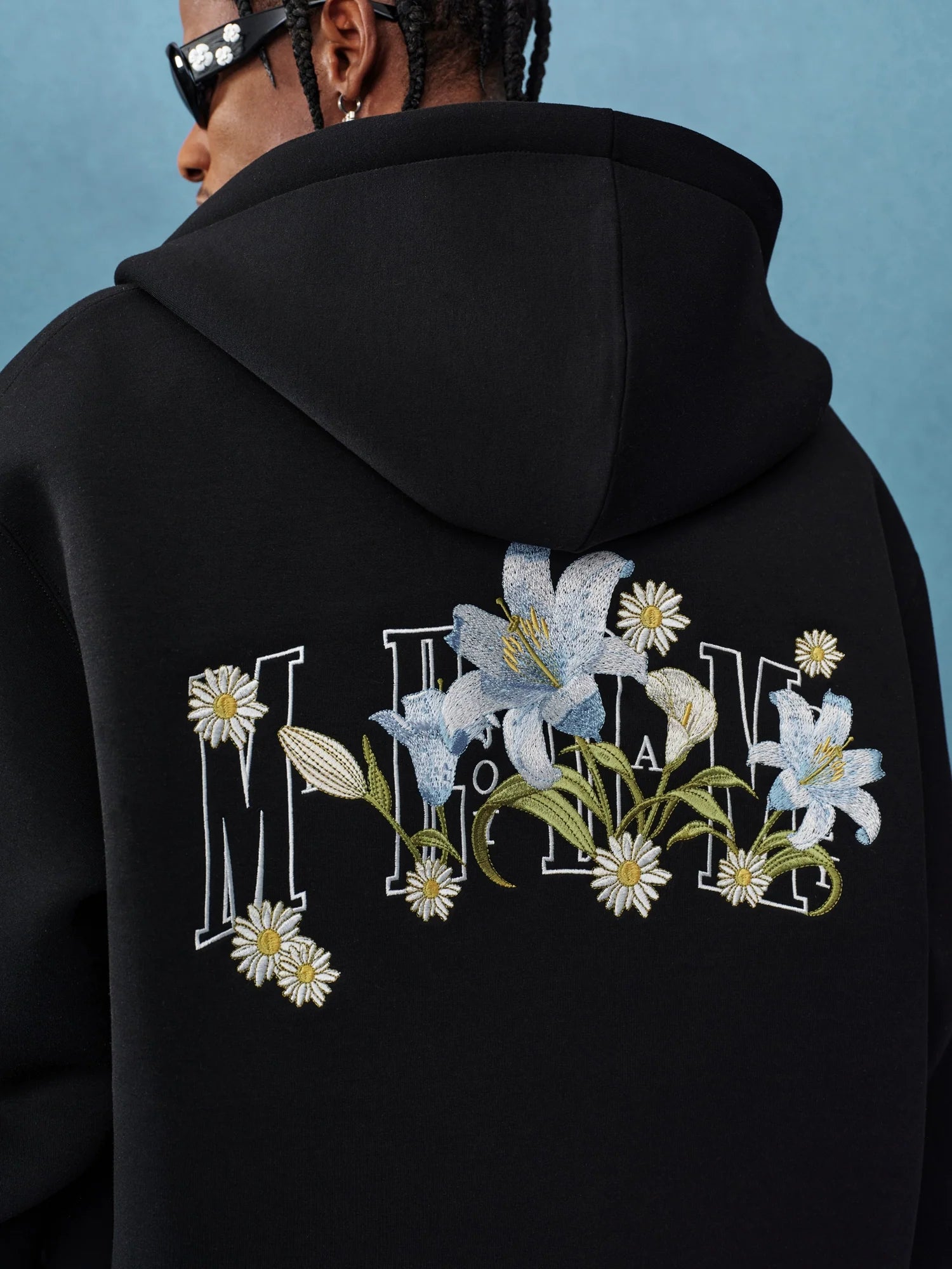 MEDM Floral Embroidery Air Layer Zip-Up Hoodie