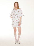 EMPTY REFERENCE Rose Floral Print Short Sleeve Shirt