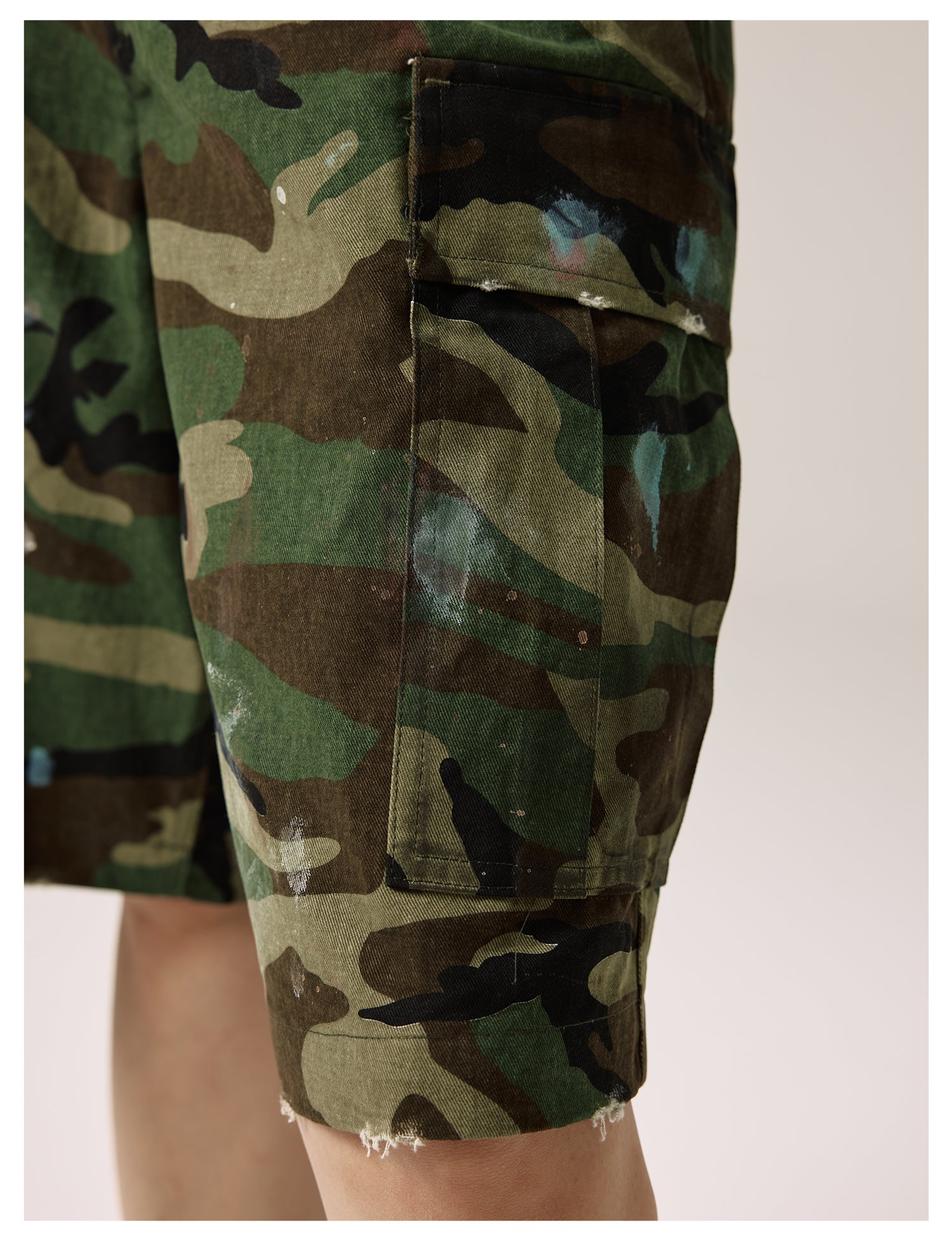 Remedy Paint Stained Camouflage Work Cargo Shorts