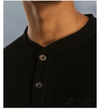 S45 Waffle Henley Neck Long Sleeve Tee