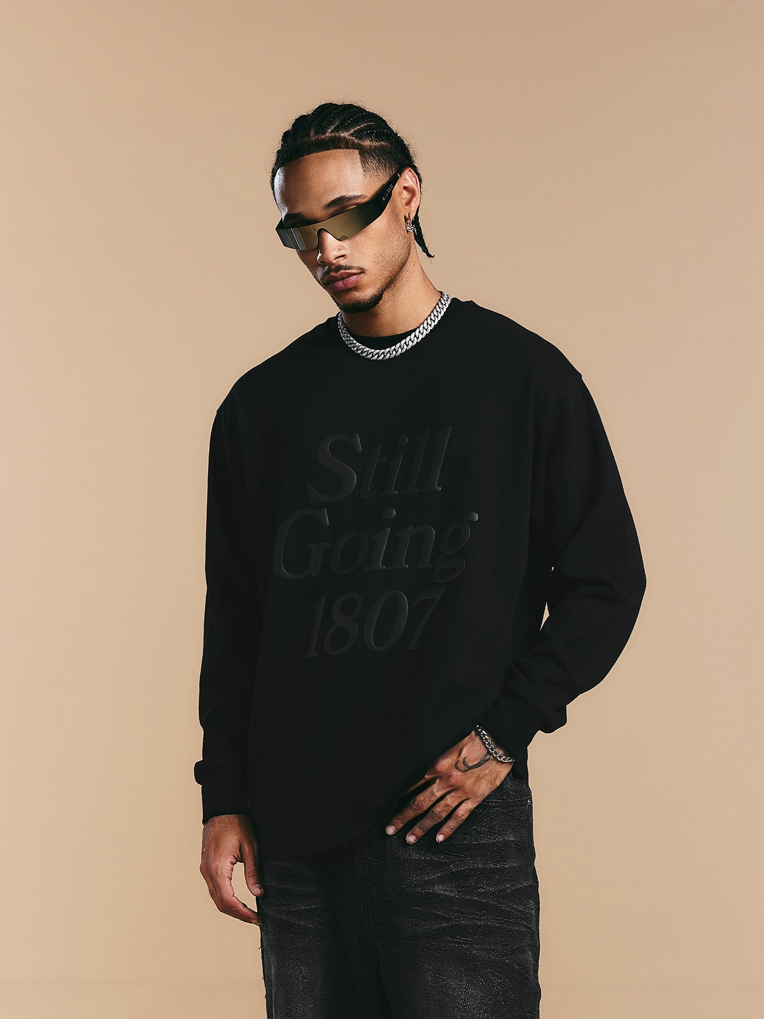 1807 Still Going Foam Print Long Sleeve Tee
