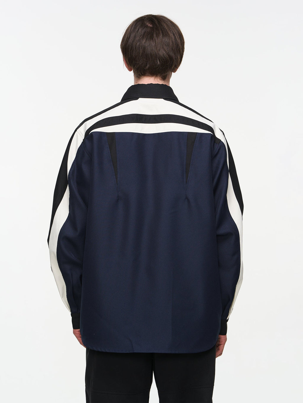BLIND NO PLAN Asymmetric Colorblocking Long Sleeve Shirt
