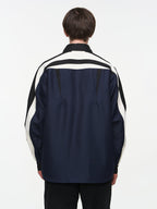 BLIND NO PLAN Asymmetric Colorblocking Long Sleeve Shirt