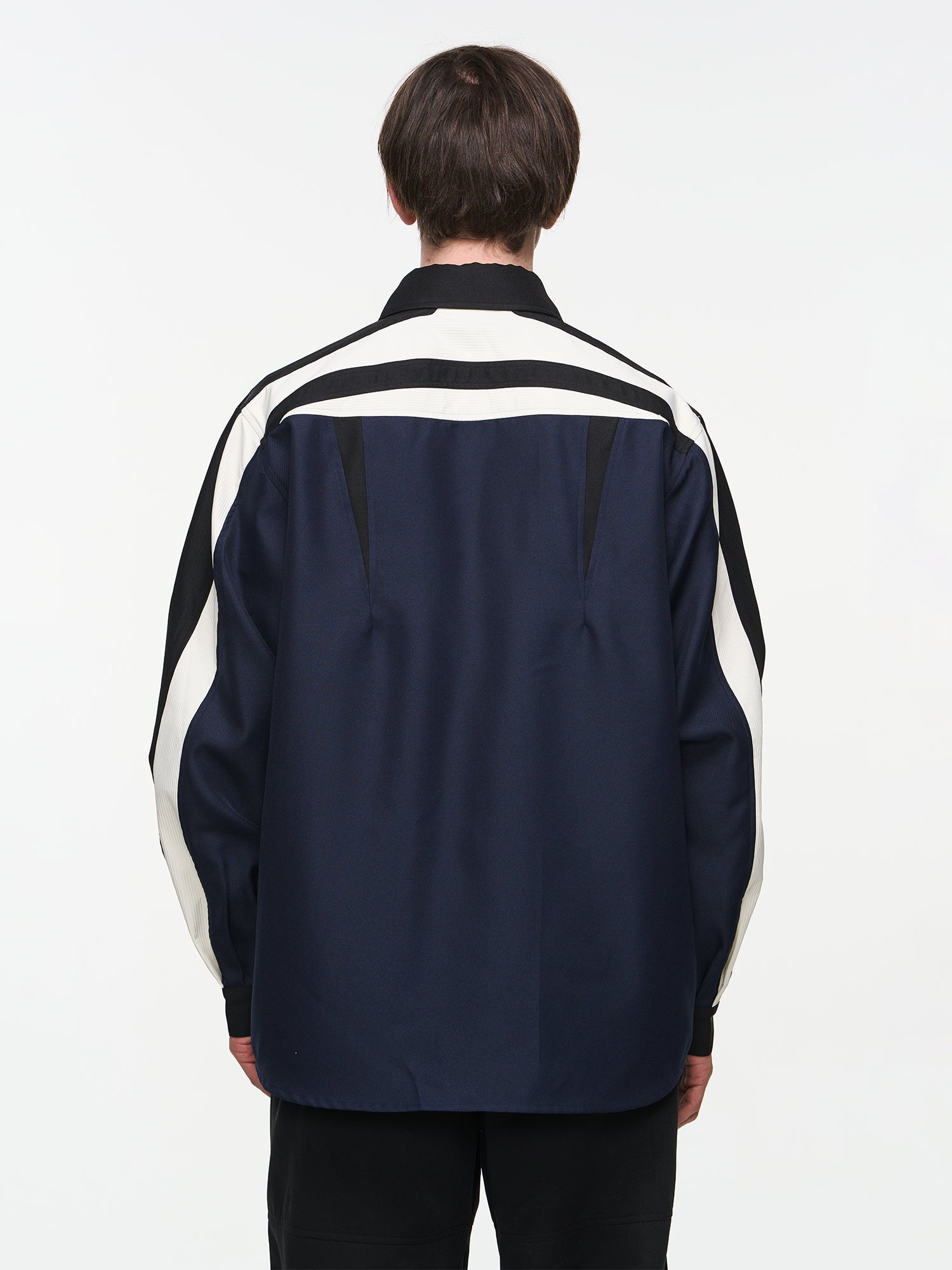 BLIND NO PLAN Asymmetric Colorblocking Long Sleeve Shirt