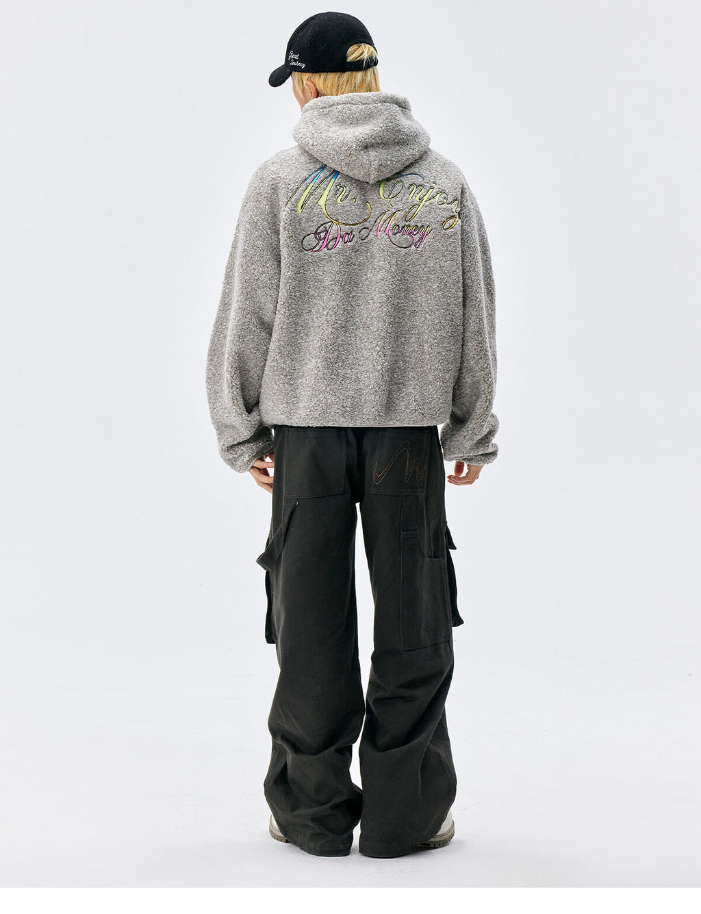 MEDM Gradient Embroidery Sherpa Fleece Hoodie