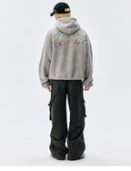 MEDM Gradient Embroidery Sherpa Fleece Hoodie