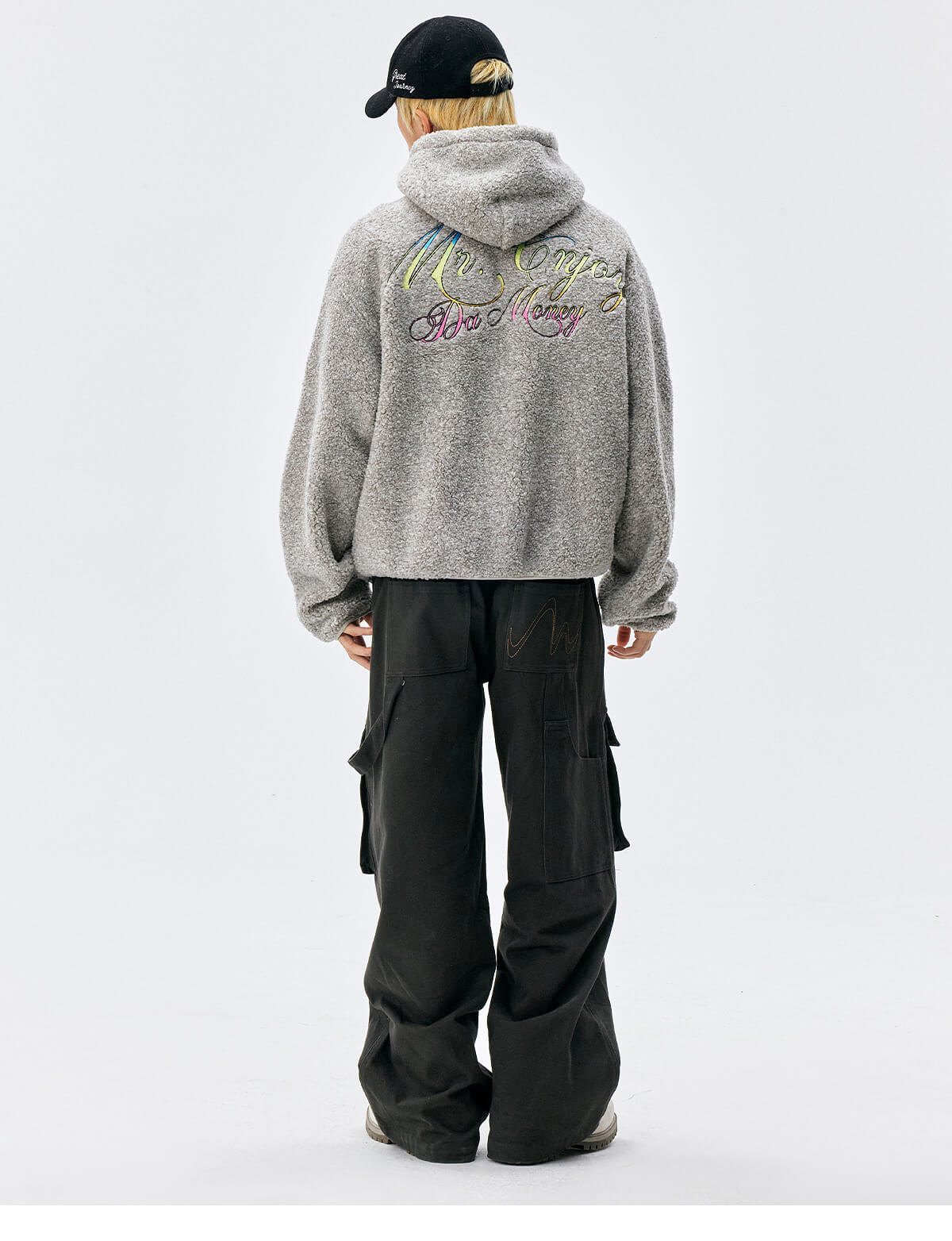MEDM Gradient Embroidery Sherpa Fleece Hoodie