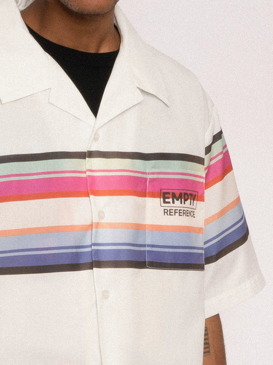 EMPTY REFERENCE Rainbow Stripe Halo Printed Short Sleeve Shirt