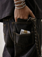 Remedy Double Layer Back Pocket Side Stitch Washed Jeans