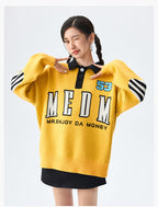 MEDM Patchwork Striped Elbow Knit Sweater