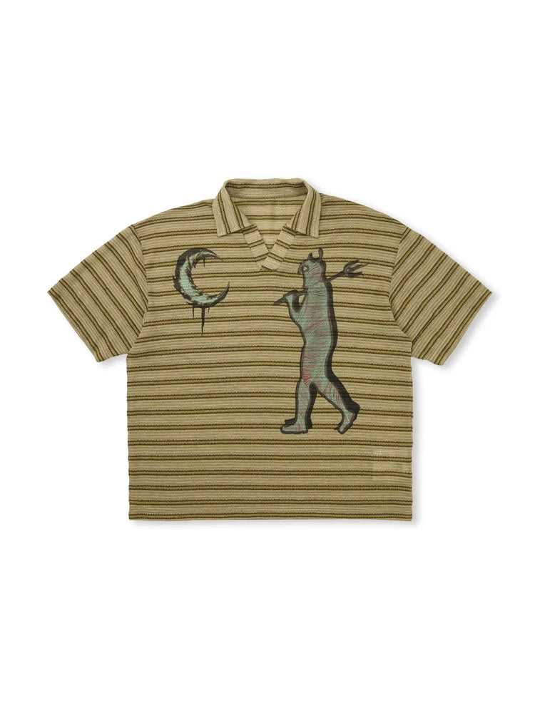EVILKNIGHT(EK) Striped Graffiti Print Polo