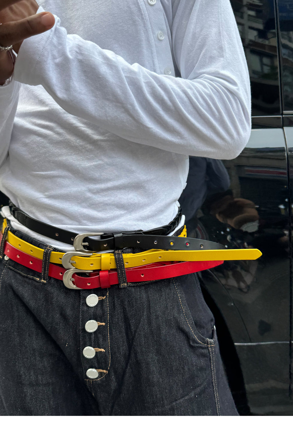 STEEPC Leather Braided Metal Buckle Belt