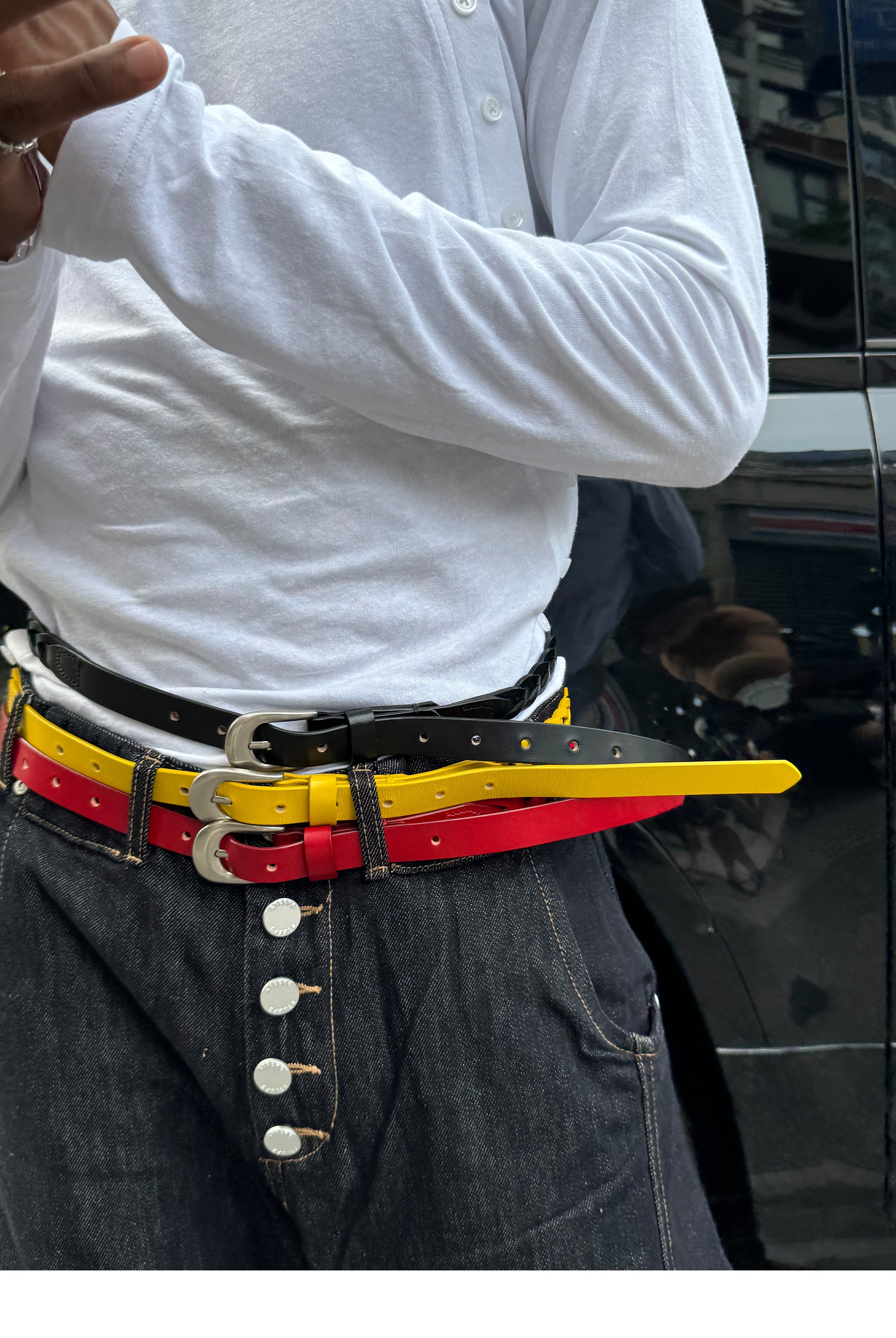 STEEPC Leather Braided Metal Buckle Belt