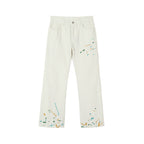 YADcrew White Splash Embroidered Denim Jeans