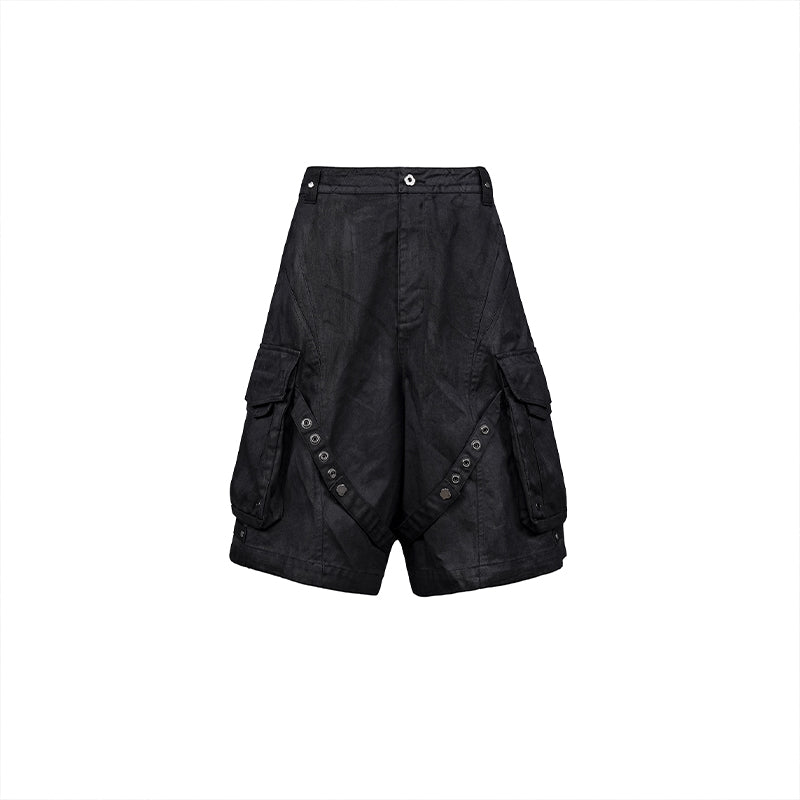 UNDERWATER Wax Bandage Multi Pocket Rivet Work Shorts