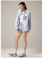 Remedy Letter Print Striped Long Sleeve Shirt