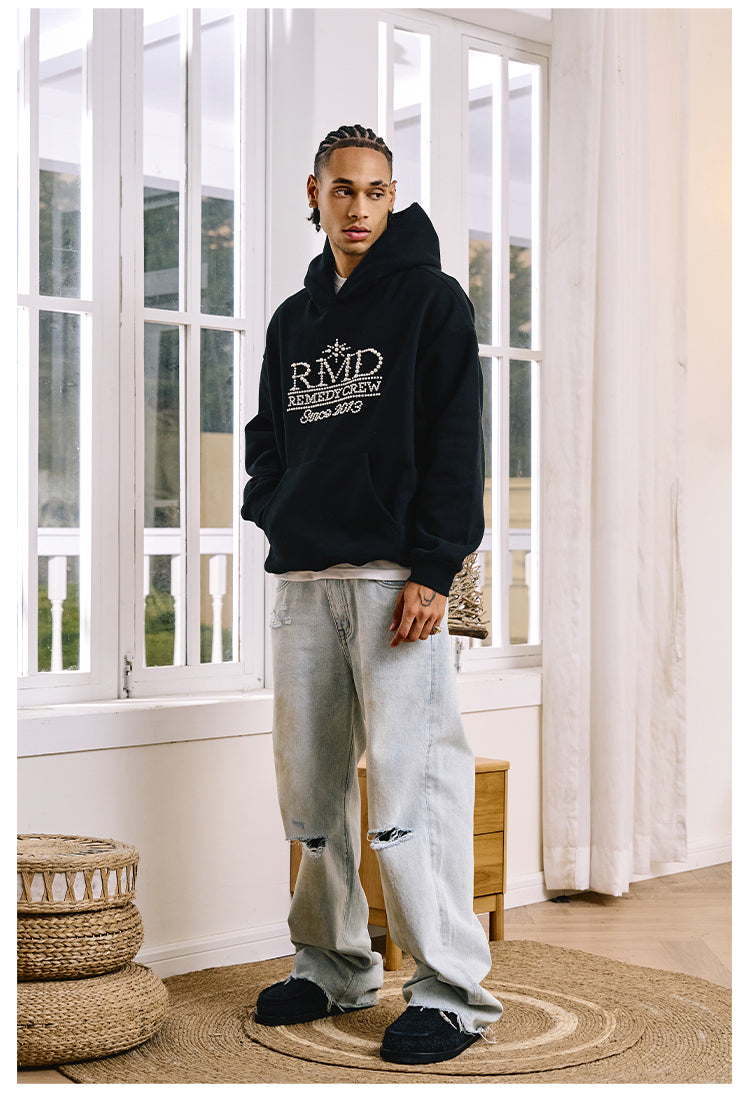 Remedy RMD Pearl Letter Embroidered Hoodie