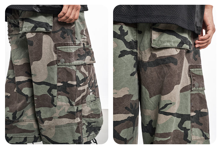 F3F Select Multi Pocket Camouflage Baggy Shorts