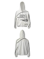 Night Lab Mosaic Print Ribbon Line Zip Up Hoodie