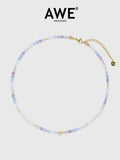 AWE Crystal Beaded Pearl Daisy Necklace