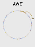 AWE Crystal Beaded Pearl Daisy Necklace