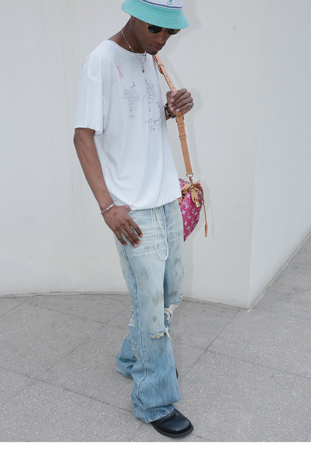 STEEPC Dirty Washed Faded Distressed Jeans