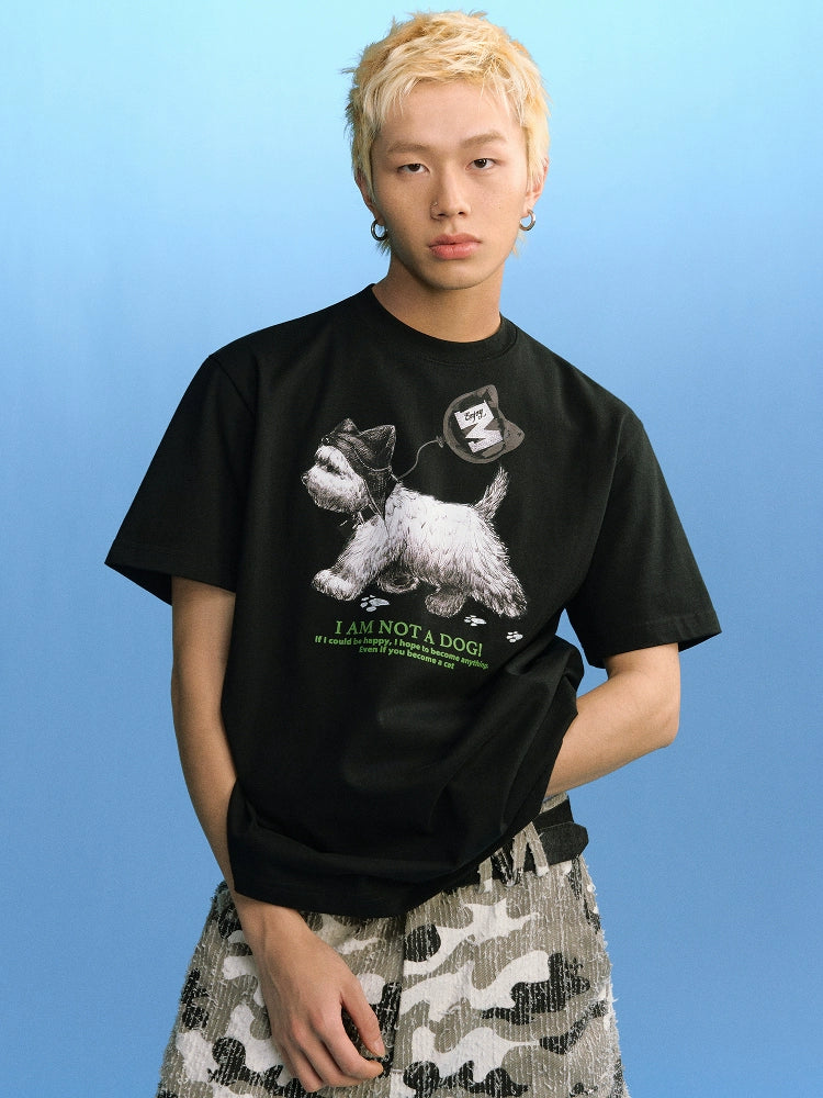 MEDM Cat Ear Hat Puppy Balloon Print Tee
