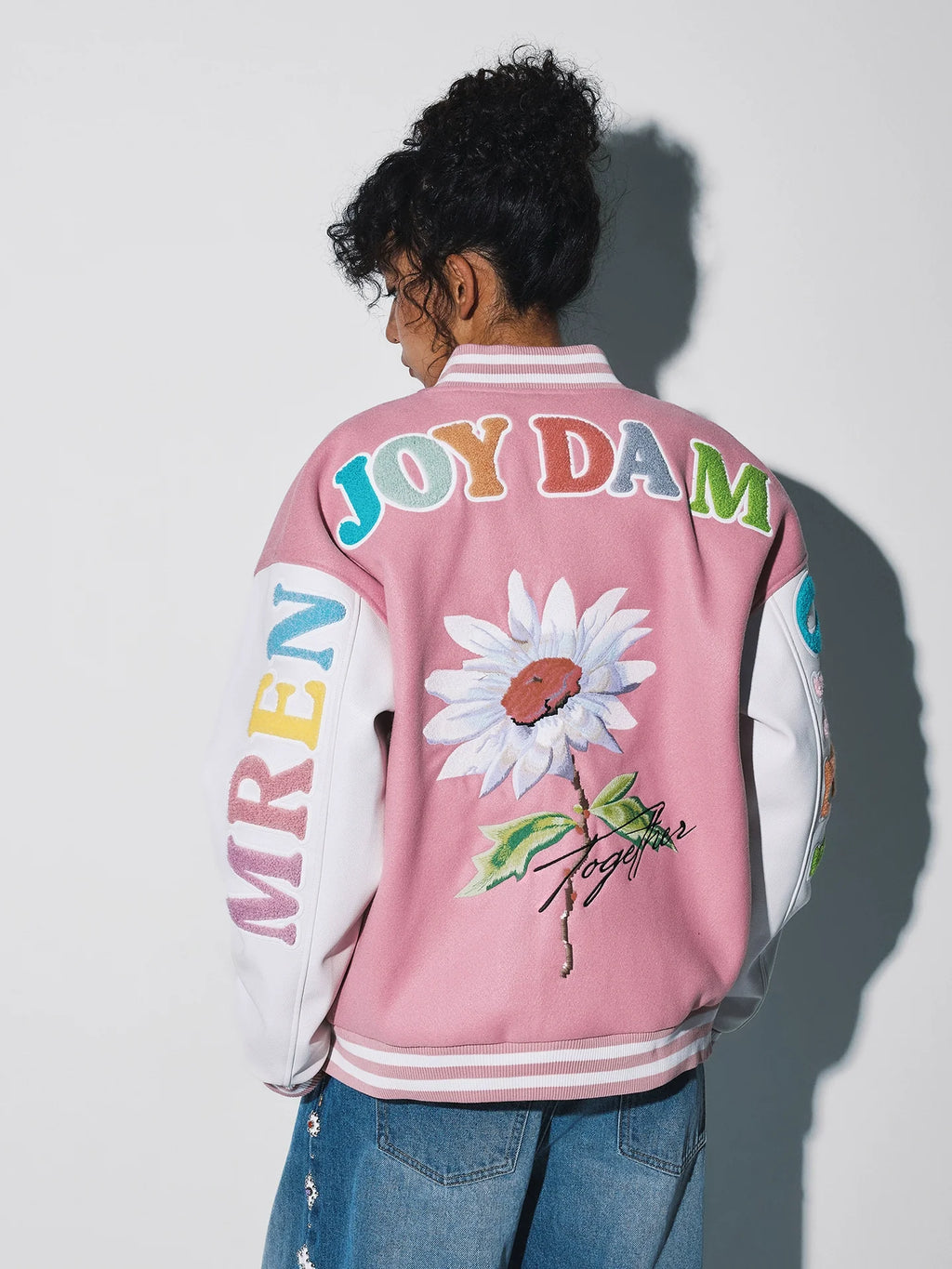 MEDM Daisy Floral Varsity Jacket