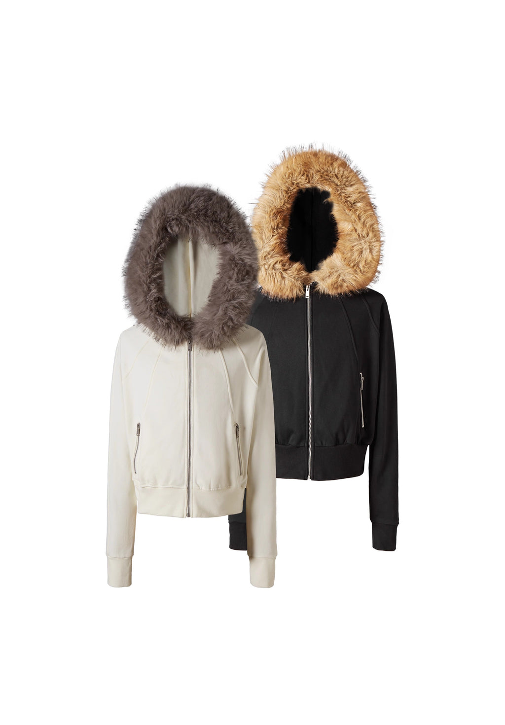 KARMANISTIC Fur Collar Hooded Jacket