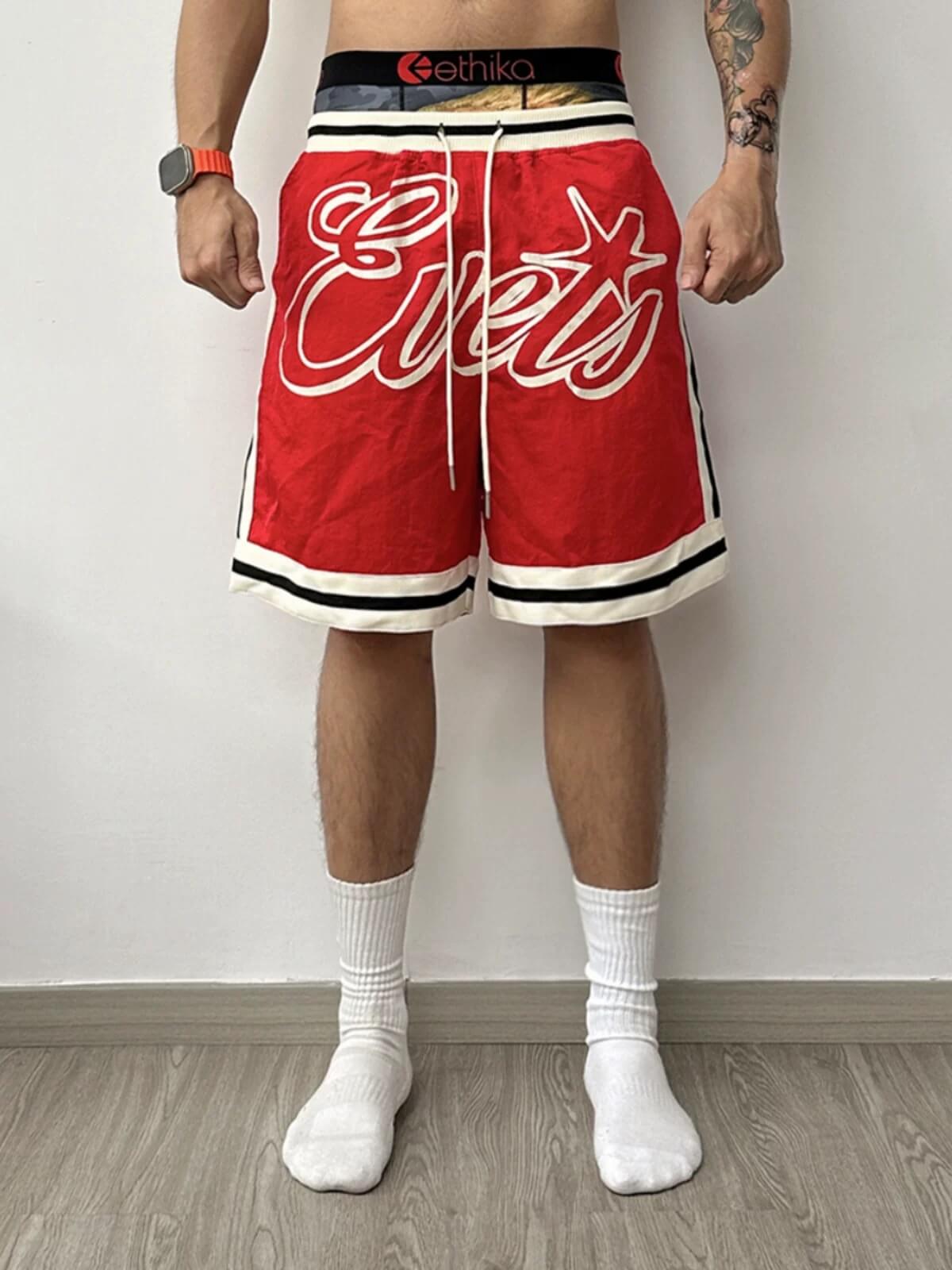 EVETS Color Block Logo Basketball Shorts