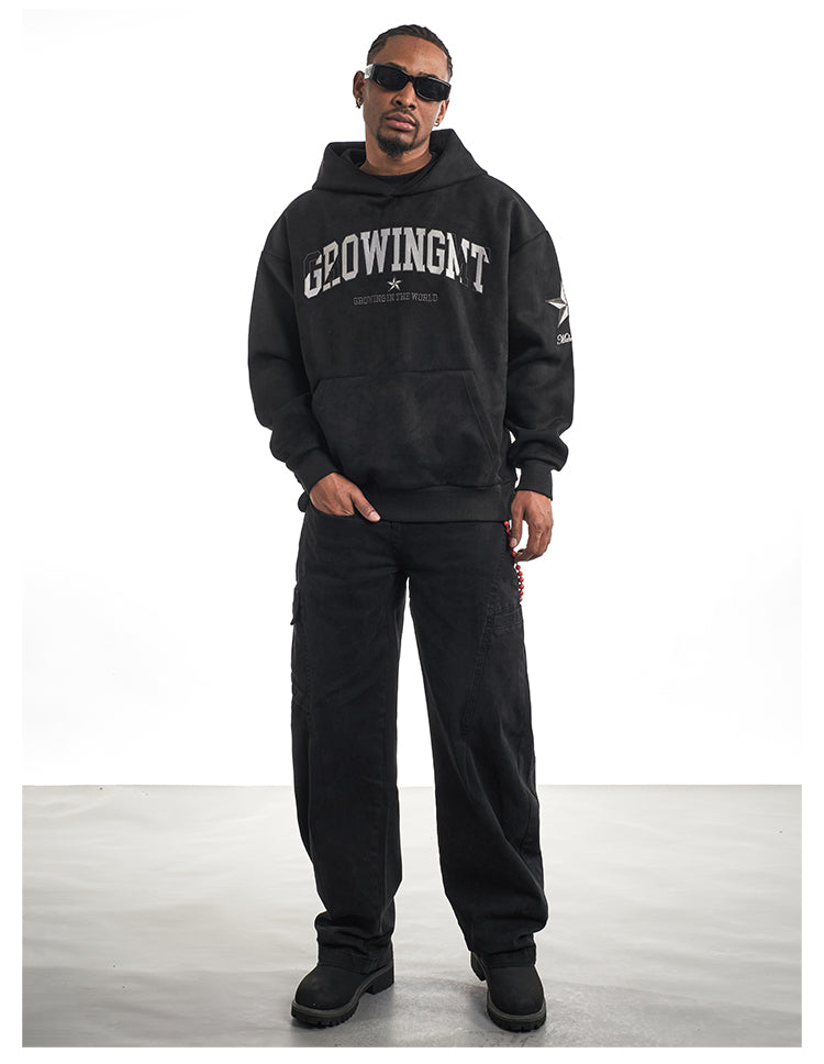 F3F Select Embroidered Faux Suede Hoodie