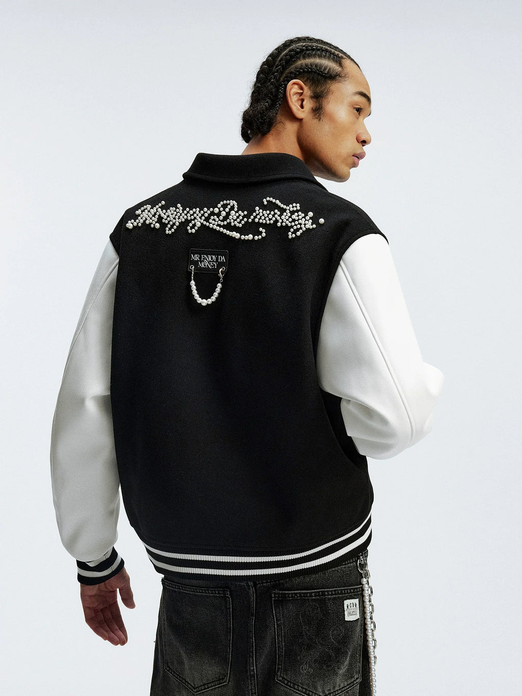 MEDM Pearl Logo Color Block Varsity Jacket