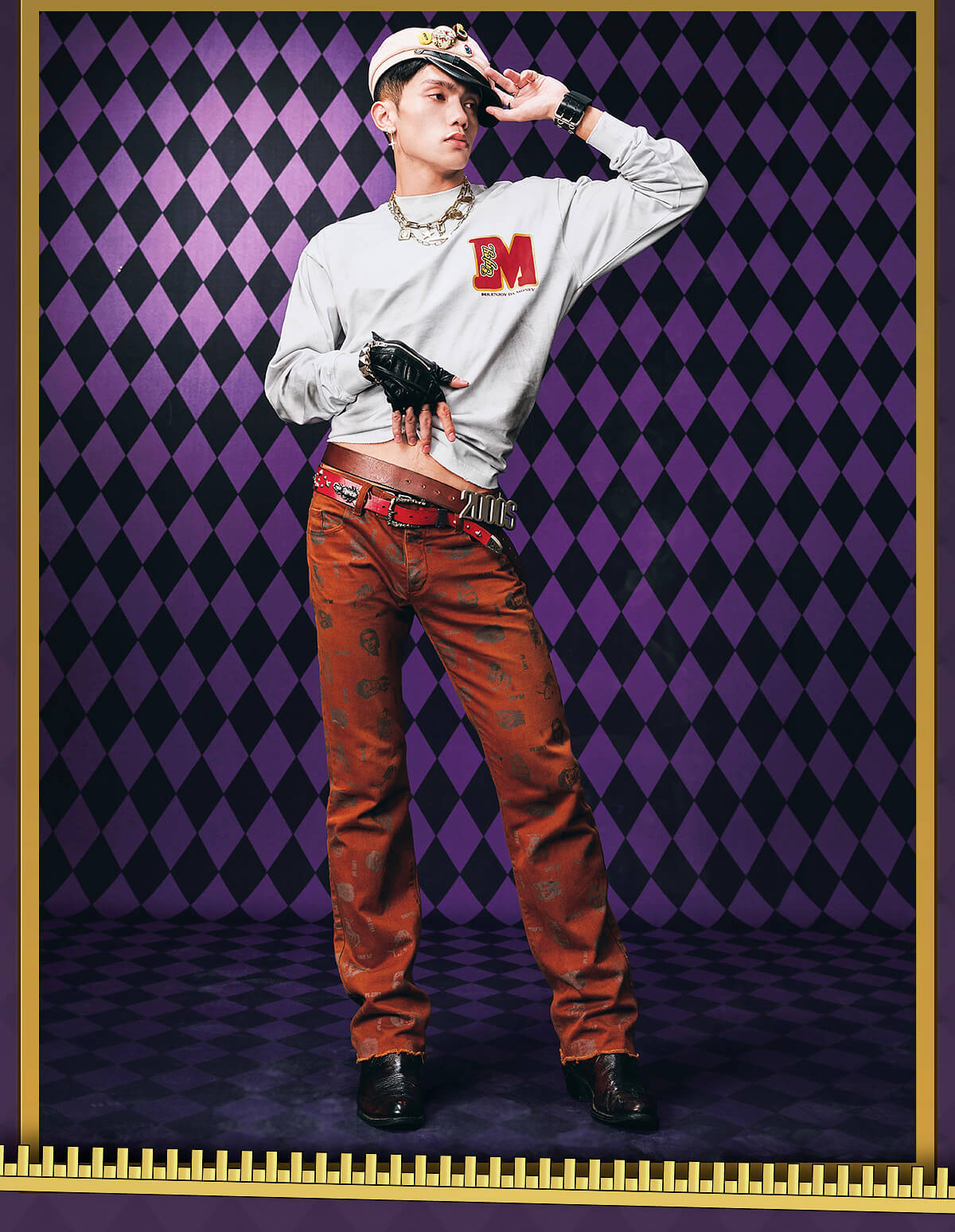 MEDM × JOJO Washed Distressed Character Print Long Sleeve Tee