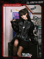 MEDM x EVA NEVER END Flame Character Portraits PU Leather Biker Jacket