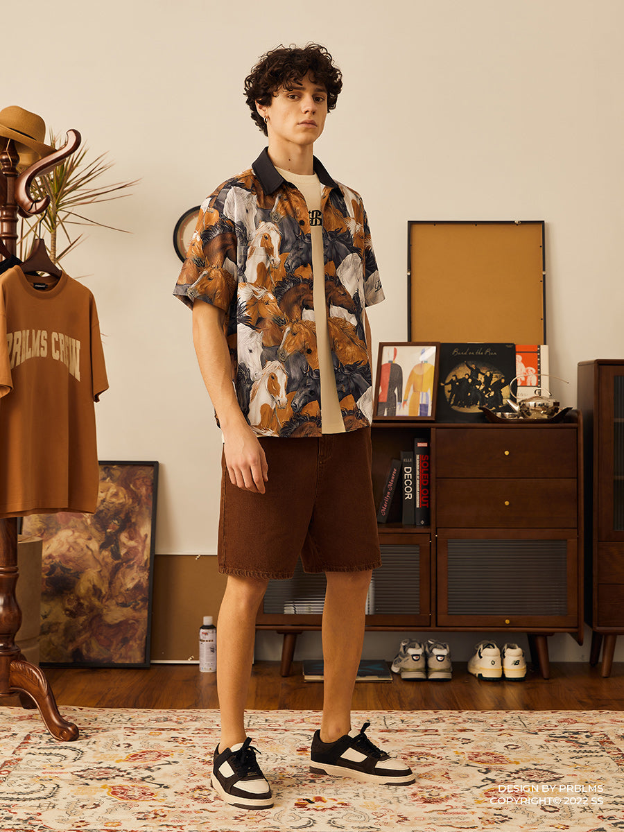 PRBLMS Fun Horse Galloping Short Sleeved Shirt