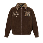 MEDM Leopard Fur Collar Corduroy Jacket